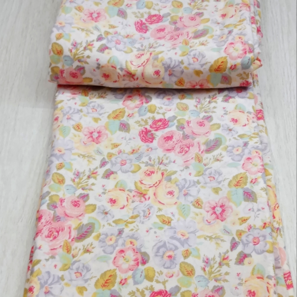 Vintage  laura Ashley floral Rod pocket a pair Draperys  42x84In.